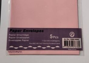 Papír boríték, egyszínű rózsaszín, 11,2x15,5 cm - 3db / csomag