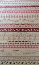 Kartonpapír - Just Married Csipkemintás szívek, krémszínű karton esküvői meghívókhoz
