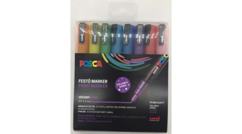 Dekormarker készlet, 0,9-1,3 mm, UNI Posca PC-3M - 8 színű csillámló készlet