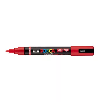 Posca filc, Ecset hegyű, 1-4 mm vastag filc, UNI Posca PC-5BR, piros 15