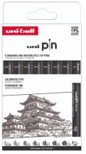   Rajzmarker készlet, UNI PIN "Classic", 8 különböző vonalvastagság, fekete