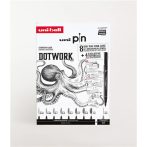 Tűfilc készlet - UNI PIN Dotworking 9 db-os készlet, Útmutatóval - fekete tűfilcek