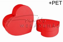   Papírdoboz készlet, 2 db-os, szív alakú A - Belül műanyag borítással, virágos doboz M.piros 19x22 cm-es