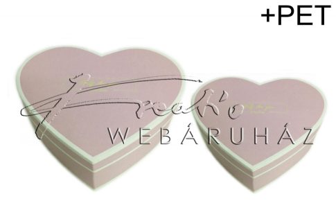 Papírdoboz készlet, 2 db-os, szív alakú, rózsaszín és fehér, Only for you dobozok, 19cm és 22cm