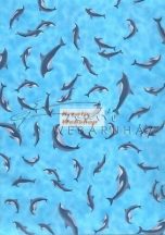 Kartonpapír - Delfin mintás karton, kék