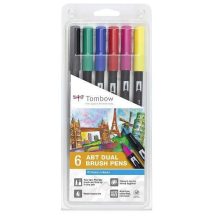   Tombow ABT Dual Brush Pen - Kéthegyű marker filctoll 6 db - alapszínek