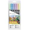 Tombow ABT Dual Brush Pen - Kéthegyű marker filctoll 6 db - pasztell színek Tombow ABT Dual Brush Pen - Kéthegyű marker filctoll 6 db - pasztell színek