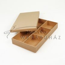  Papírdoboz tetővel - natúr, lapos,  30x16cm, 4cm magas, belül 4 db rekesszel