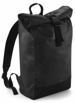 Fekete gördíthető műanyag hátizsák