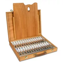   Old Holland Masters Acrylics Ajándékkészlet fadobozban fából készült palettával.– 30 x 60 ml