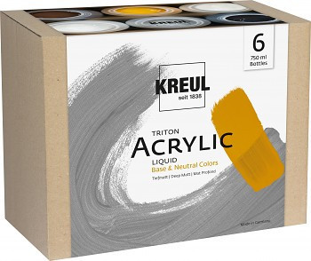 Akril festékkészlet Kreul Triton 6x750ml – Neutral Colors