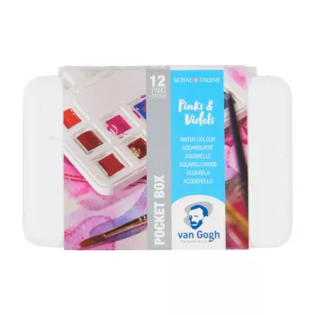Van Gogh akvarell festék készlet 12 db Pocketbox rózsaszín + ibolya