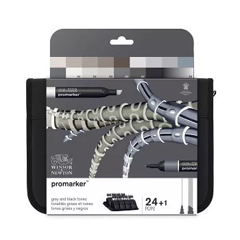 Marker készlet WN Promarker 24 db Wallet Black and Greys