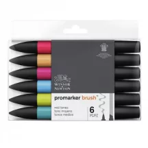 Set of Promarker brush markers 6 pcs mid tones Winsor Newton