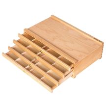 Fa tároló doboz 4 fiókkal, natúr bükk 25x40cm