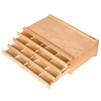 Fa tároló doboz 4 fiókkal, natúr bükk 25x40cm