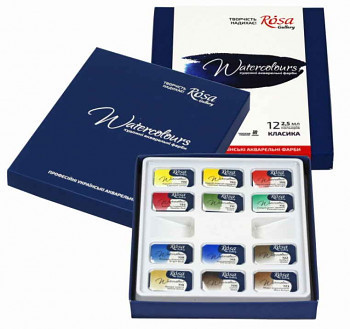Akvarelfesték készlet Rosa 12 db papír csomagolásban