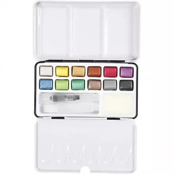 Set of 12 metallic watercolor paints