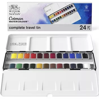 Cotman 24pc Travel Tin akvarell festék Set