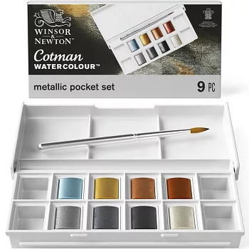 Set of watercolor paints Cotman 8 pcs Pocket Set - metallic