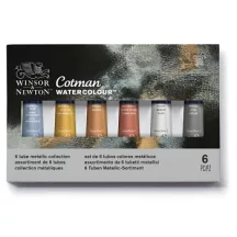 Set of watercolor colors Cotman 6 tubes - metallic