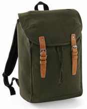   Camel canvas backpack without pockets - dark green / military green