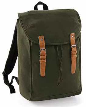 Camel canvas backpack without pockets - dark green / military green