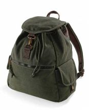   Camel canvas backpack with pockets - dark green / military green