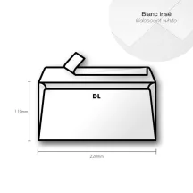 Paper envelope Pollen DL 110x220mm  Iridescent fehér