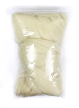 Természetes fehér kártolt juhgyapjú 100g