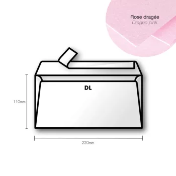 Paper envelope Pollen DL 110x220mm Dragee pink Paper envelope Pollen DL 110x220mm Dragee pink