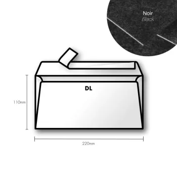 Paper envelope Pollen DL 110x220mm fekete Paper envelope Pollen DL 110x220mm fekete