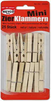 természetes Wooden Mini Pegs 25x45mm