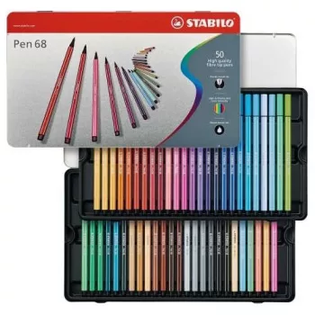 Filctoll készlet Stabilo Pen 68 - 50 db fémdobozban