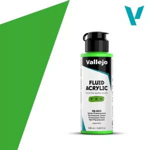 Akril festék Vallejo Fluid 100ml – 623 Fluorescent Green