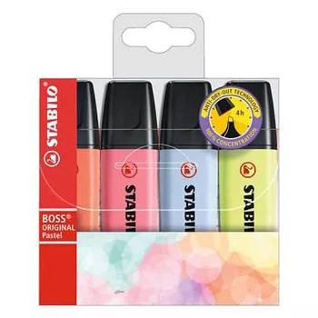 Szövegkiemelő készlet Stabilo Boss Original – 4 db Pastel