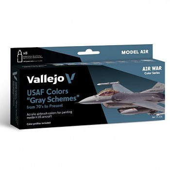 Airbrush festék set Vallejo 8x18ml – USAF Colors Grey Schemes from 70's to present