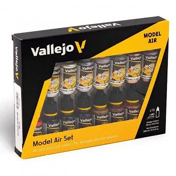 Airbrush festék set Vallejo 16x18ml – Metallic Effects Airbrush festék set Vallejo 16x18ml – Metallic Effects