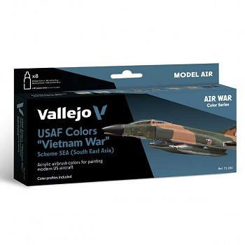 Vallejo airbrush festékkészlet 8x18ml – USAF Colors Vietnam War Scheme Sea