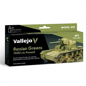 Vallejo airbrush festékkészlet 8x18ml – Russian Greens 1928's to Present Vallejo airbrush festékkészlet 8x18ml – Russian Greens 1928's to Present
