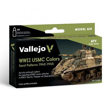 Vallejo airbrush festékkészlet 6x18ml – WWII USMC Colors Sand Patterns 1945