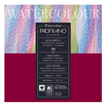Akvarellpapír tömb Fabriano 200g 30x30cm - 20 lap