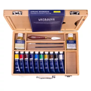 Olajfesték készlet Lefranc Fine oil 10x40ml fa doboz