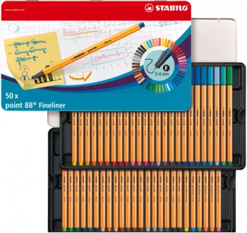Stabilo 88 Fineliner készlet 50 db fémdobozban