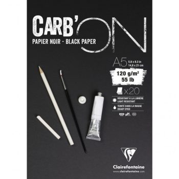 Fekete vázlattömb CarbON A5 120g, 20 lap