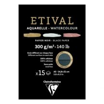 Fekete akvarell tömb Etival A5 300g