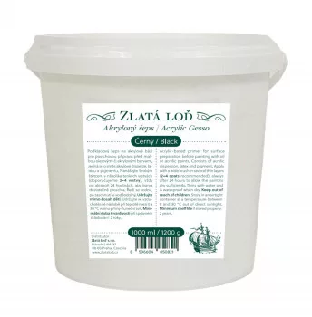 Fekete akril gesso Zlatá loď 1000ml / 1200g