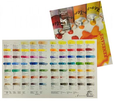 Akvarelfesték színminták Renesans tubusok