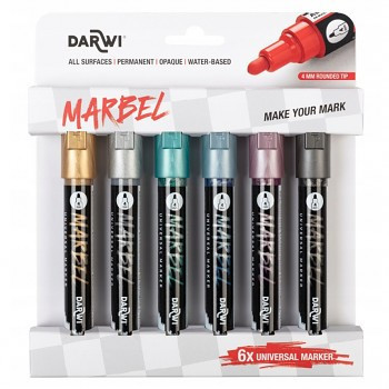 Marbel akril marker készlet 6 db 4mm – Metallic