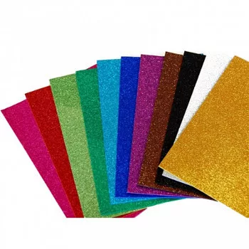 Moosgummi glittery foam A4 - set of 10 colors